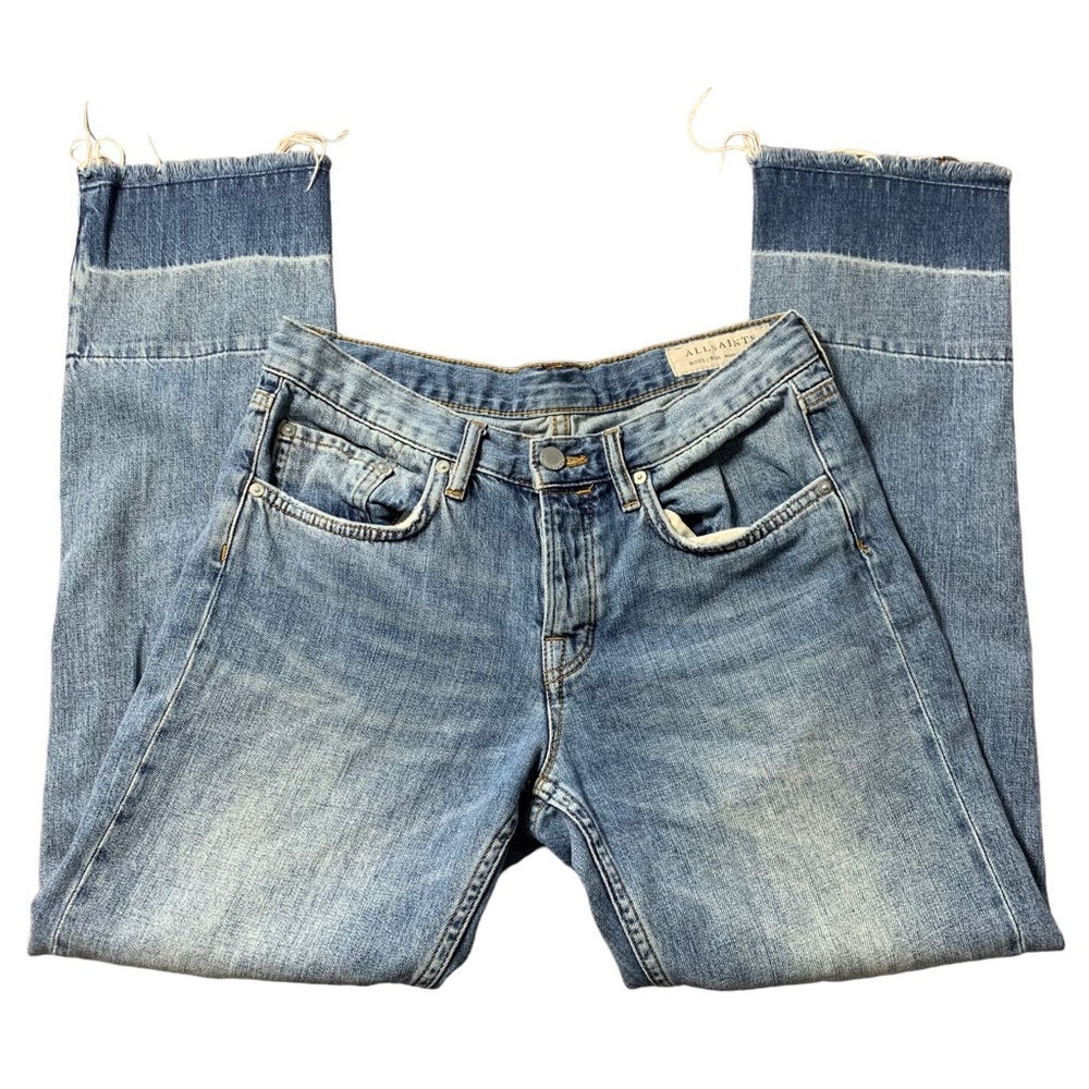 All Saints Frayed Raw Hem Denim Boyfriend Jeans Boys Jean Unpicked Size 26 - Picture 4 of 16